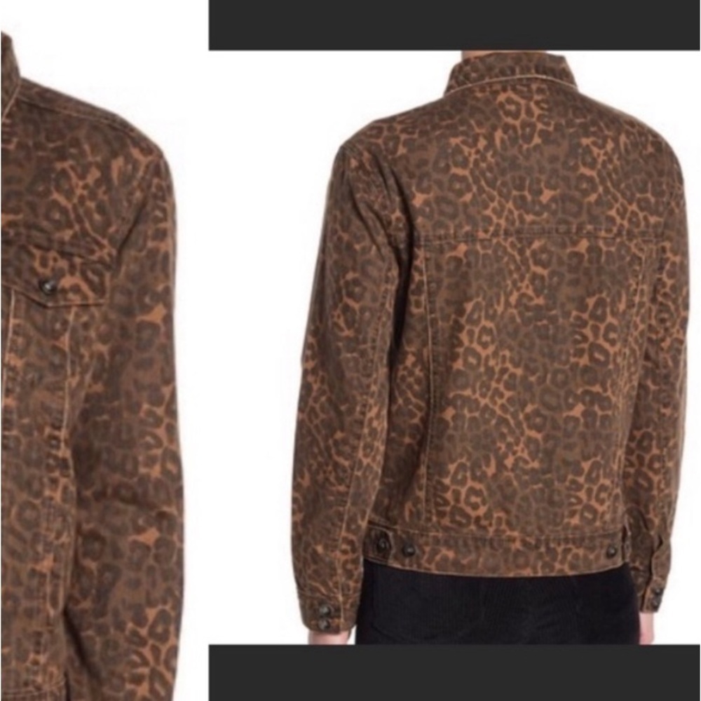 NWT Tractr BLU Leopard Print denim jacket SZ S - Picture 2 of 10